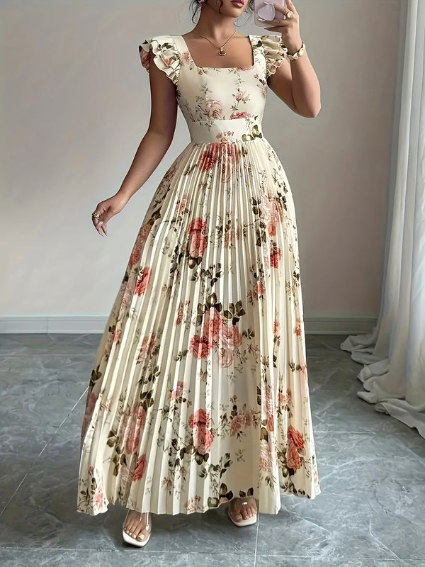 Elegant-Beige-Floral-Pleated-Midi-Dress-with-Ruffle-Square-Neck-and-Stretch-High-Waist-Slim-Fit.jpg