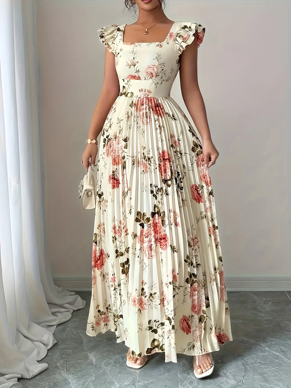 Elegant-Beige-Floral-Pleated-Midi-Dress-with-Ruffle-Square-Neck-and-Stretch-High-Waist-Slim-Fit.jpg