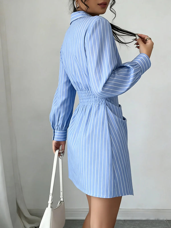 Chic Striped Wrap Mini Dress